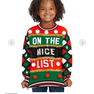 Girl's Naughty or Nice Reversible Sequin Ugly Christmas Sweater - New in Package